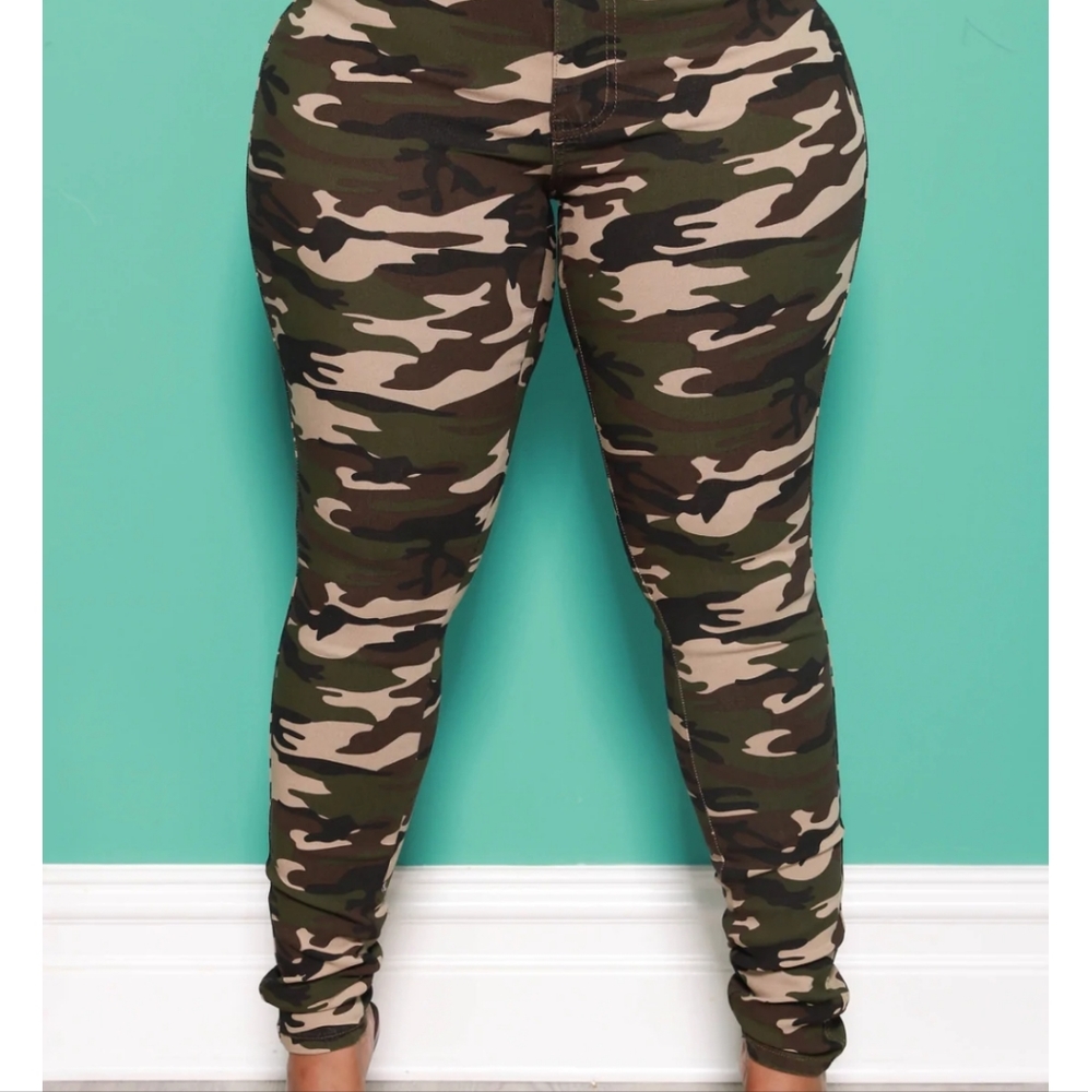 SuperGa High Waist Stretchy Jeans - Dark Camo
